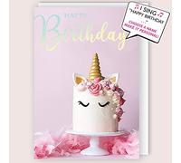 Make It Personal Evie It's Your Birthday! Pink Unicorn Musical Birthday Card Singing Happy Birthday To You Evie Card Sings