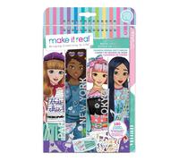 Make It Real City Style Inspired Fashion Sketchbook with Stencils and Stickers for Creativity - Kids Arts and Crafts Colouring Book - Girls Gifts