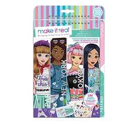 Make It Real City Style Inspired Fashion Sketchbook with Stencils and Stickers for Creativity - Kids Arts and Crafts Colouring Book - Girls Gifts