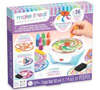 Make It Real Creative Studio by Spin Art - Creative Kit with USB Electric Spin Art Machine, 36 Rotating Artworks, Creative Painting for Kids and Girls, Artistic Hobby from 6 Years