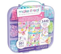 Make it Real - Creator Bead Studio Kit - 1,443 Pieces, 30+ Bracelet Designs, Carrying Case - Purple
