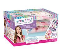 Make It Real Ultimate Bead Studio Jewellery Making Set with Beads, Charms & Storage Box in Pink Make It Real Pink
