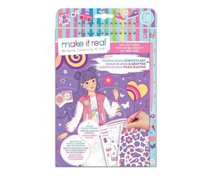 Make It Real: Fashion Design Scratch Art: Groovy Vibes - Scratch to Reveal Fashions & Accessories, Coloring Pages & Sticker Sheet, Girls & Kids Age 8+