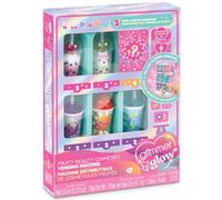 Make It Real Glimmer & Glow Fruity Beauty Vending Machine Lip Gloss Set | Kids Makeup Set, 5 Fruit Scented Lip Glosses, Surprise Nail Polish and Stickers, Pull Tab Reveal, Ages 8+