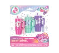 Make It Real Glimmer & Glow Tumbler To Go Lip Gloss Set, 3 Keyrings, 8+ | 3 Tumbler Keyring Lip Glosses, Clip On to Bags, Strawberry, Blueberry, Grape Scents, Fashion Accessory, Ages 8+