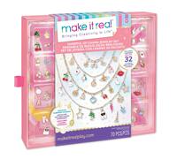 Make It Real Creator Charm Jewelry Set - Necklace Making Kit with 4 Chains and 32 Charms - Jewellery Craft Sets for Girls Ages 8+ - Create Pendant Necklaces, Fashion Accessories, Birthday Gift