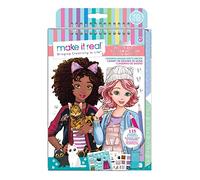 Make It Real Kitty Inspired Fashion Sketchbook with Stencils and Stickers for Creativity - Kids Arts and Crafts Colouring Book - Girls Gifts…