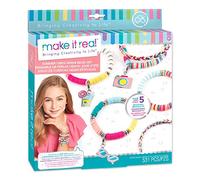 Make It Real 2901317 Heishi Bead Jewellery Set, DIY Bracelets, Creative Kit for Children, Multi-Coloured