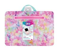 Make It Real Tie Dye Kids Lap Tray with Cushion - Kids Lap Desk for laptop with Bean Bag Cushion for Girls - Faux Fur Portable laptray with Media Slot for Bed Room, Car, Storage for Tablet, Pens, 6+