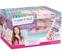 Make It Real Ultimate Bead Studio Jewellery Making Set with Beads, Charms & Storage Box in Pink Make It Real Pink