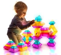 MAKE KIDS SMILE BUBBLE FUN 30 Pcs Pyramid Stacking Blocks Set for 1 2 3 year olds,Building Construction Educational STEM Toys for Boys Girls Preschool Age Toddlers Age 1-3 - Multi Color