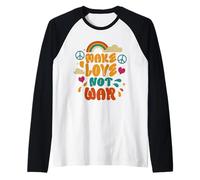Make Love Not War Groovy Peace Love 60s 70s Retro Design Raglan Baseball Tee