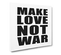 Make Love Not War Modern Typography Quote Canvas Print | Gallery Wrapped 30mm Frame Wall Art | 20x20 inches | Ready to Hang | Modern Typography Picture | Living Room Bedroom Lounge Office