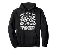 Make Love Not War Retro Peace Symbol Dove Floral Unity Art Pullover Hoodie