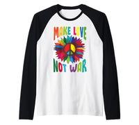 Make Love Not War T-Shirt Groovy 60's 70's Hippie Art Raglan Baseball Tee