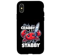 Make Me Crabby Get The Stabby Funny Angry Kawaii Crab Case for iPhone X/XS