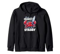 Make Me Crabby Get The Stabby Funny Angry Kawaii Crab Zip Hoodie