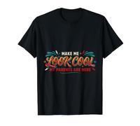 Make Me Look Cool, My Parents are Here Awkward Value Graphic T-Shirt, Men, Black, L
