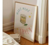 Make Mine Spicy Margarita Wall Art Print, Kitchen Bar Decor, Unframed Cocktail Artwork, Girly Prints, Girly Decor, Bar Wall Art, Pink Kitchen Prints, Colouful Prints