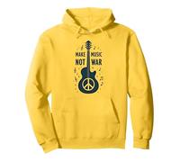 Make Music Not War: Peace Guitar Protest Pullover Hoodie, Adult Unisex, Lemon, XXL