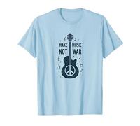 Make Music Not War: Peace Guitar Protest T-Shirt, Men, Baby Blue, M