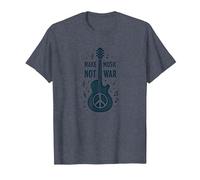 Make Music Not War: Peace Guitar Protest T-Shirt, Men, Heather Blue, 4XL