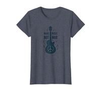 Make Music Not War: Peace Guitar Protest T-Shirt, Women, Heather Blue, 3XL