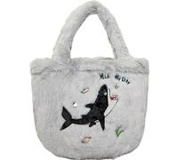 make my day Kawaii Marine Plush Tote Bag for Girls - Snap-Closure Bag Fits iPad/Switch, Soft Ocean-Themed Animal Handbag, Pin
