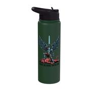 Make No Peace with Evil Destroy It Christan Warrior Angel Stainless Steel Insulated Water Bottle