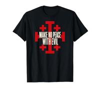 Make No Peace with Evil Jerusalem Cross Christian Faith Men Value Graphic T-Shirt
