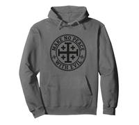 Make No Peace With Evil Jerusalem Cross Vintage Crusader Pullover Hoodie