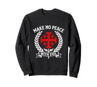 Make No Peace With Evil Jerusalem Cross Vintage Crusader Sweatshirt