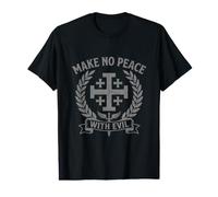 Make No Peace with Evil Jerusalem Cross Vintage Crusader Value Graphic T-Shirt