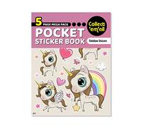 Make or Break Pocket Sticker Book for Children Kids Toddler Teens 5 Pages 64 Packs to Collect Coloured Stickers Craft Scrapbook Bag Fillers Collectables (Rainbow Unicorn)