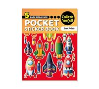 Make or Break Pocket Sticker Book for Children Kids Toddler Teens 5 Pages 64 Packs to Collect Coloured Stickers Craft Scrapbook Bag Fillers Collectables (Spacerockets)