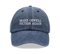 Make Orwell Fiction Again Baseball Cap Vintage Washed Unisex Dad Hat Low Profile Adjustable Blue Denim