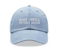Make Orwell Fiction Again Baseball Cap Vintage Washed Unisex Dad Hat Low Profile Adjustable Light Blue
