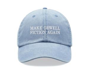 Make Orwell Fiction Again Baseball Cap Vintage Washed Unisex Dad Hat Low Profile Adjustable Light Blue