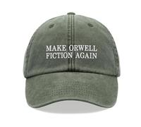 Make Orwell Fiction Again Baseball Cap Vintage Washed Unisex Dad Hat Low Profile Adjustable Olive