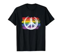 Make Peace Not War - Peace Sign Logo Rainbow Flag LGBTQ Value Graphic T-Shirt, Men, Black, L