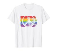 Make Peace Not War - Peace Sign Logo Rainbow Flag LGBTQ Value Graphic T-Shirt, Men, White, S