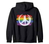 MAKE PEACE Not War - Peace Sign Logo Rainbow Flag LGBTQ Zip Hoodie