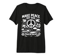 Make Peace Not War Retro Peace Sign Dove Sunset Floral Unity Premium T-Shirt
