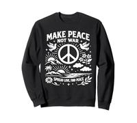 Make Peace Not War Retro Peace Sign Dove Sunset Floral Unity Sweatshirt