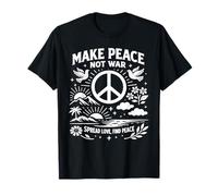 Make Peace Not War Retro Peace Sign Dove Sunset Floral Unity T-Shirt