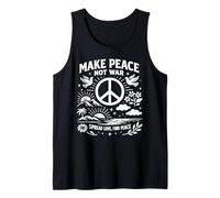 Make Peace Not War Retro Peace Sign Dove Sunset Floral Unity Tank Top