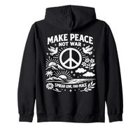 Make Peace Not War Retro Peace Sign Dove Sunset Floral Unity Zip Hoodie