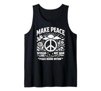 Make Peace Spread Love Not War Retro Peace Sign Dove Floral Tank Top