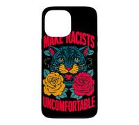 Make Racists Uncomfortable Anti-Racism Panther Roses Case for iPhone 13 Pro Max