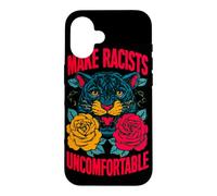 Make Racists Uncomfortable Anti-Racism Panther Roses Case for iPhone 16